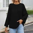 thumbnail image 2 of Diufon Casual Fall Tops for Women Round Neck Long Sleeve Pullover Tops Solid Color Blouses, 2 of 7