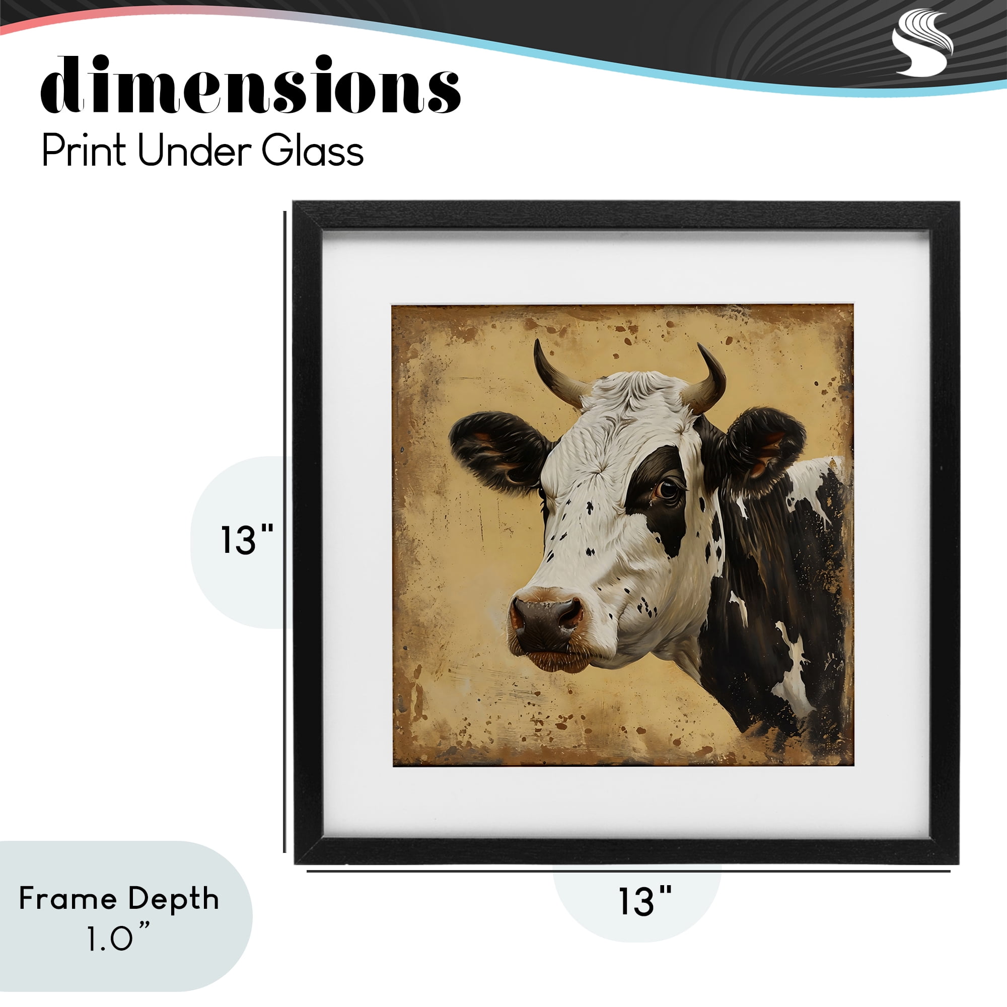 Stupell Industries Spotted Brown Cow Portrait Black Framed Print Under Glass, design by Creative Studio