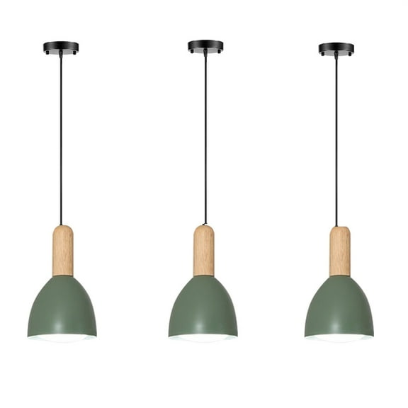 JLOWCO Set of 3 Single Pendant Lights Kitchen Island,farmhouse 3 Light Pendant Over Sink Lighting Fixtures Kitchen,hanging lights Kitchen Island Green Farmhouse (LED Bulb Include)