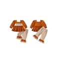 thumbnail image 2 of RUINIXCW Toddler Baby Girl Thanksgiving Outfit Infant Girls Fall Winter Clothes Turcky Long Sleeve Babydoll Shirts Bell Bottoms Flare Pants 2Pcs Set, 2 of 10