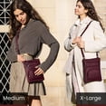 thumbnail image 3 of TOVOSO Crossbody Bag for Women, Genuine Leather Multi-Pocket Purse with Adjustable Strap, RFID Protection, Built-In Wallet, X-Large, Wine, 3 of 8