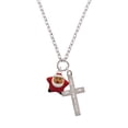 thumbnail image 2 of Delight Jewelry Silvertone Red Star Santa I Set You Apart Engraved Cross Zoey Necklace, 28", 2 of 4