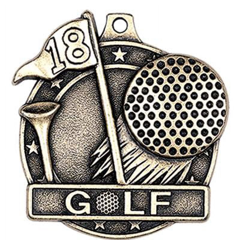 Golf Medals, 2" Gold Diecast Golf Medal Award 100 Pack
