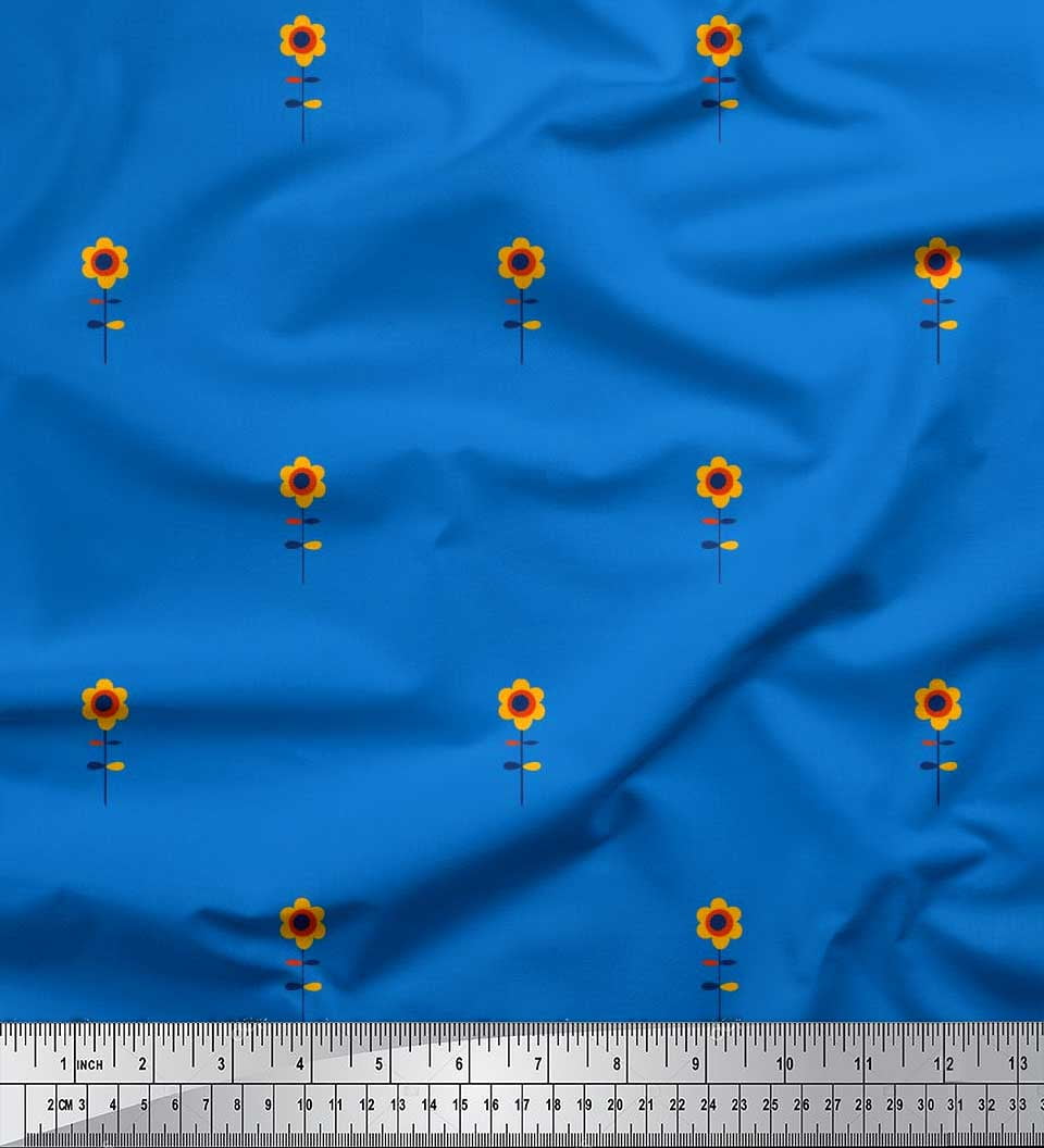 Soimoi Blue Cotton Voile Fabric Leaves Floral Clip Art Print Fabric soimoi-blue-cotton-voile-fabric-leaves-floral-clip-art-print-fabric