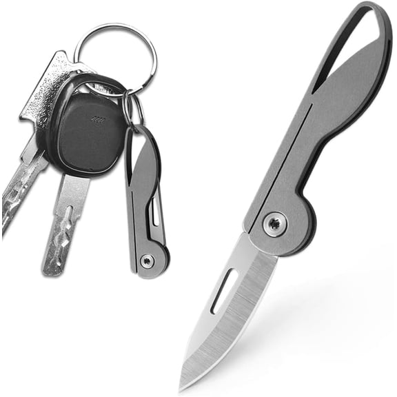 ABCISI Titanium Alloy Small Keychain Knife, Mini Pocket Knives with Razor Sharp Folding Blade, Cute EDC Box Cutter, Lightweight EDC Tool, Gifts for Women and Men