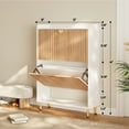 thumbnail image 4 of 46" Tall Shoe Cabinet with 2 Flip Drawers, Hidden Shoe Organizer, Slim Narrow Design, Freestanding for Entryway, Hallway & Closet Natural Wood, 4 of 7