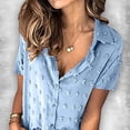 thumbnail image 3 of Qarigey Blusa de gasa casual para mujer Camisa de manga corta con botones Prendas para la parte del cuerpo azul XXL, 3 of 4