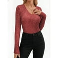 thumbnail image 2 of MOYIKO V Neck Long Sleeve Shirts for Women Fitted Thermal Undershirts Lightweight Trendy Tops, 2 of 7