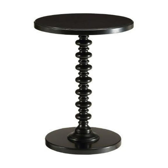 Side Table In Black - Mdf, Solid Wood Leg Black