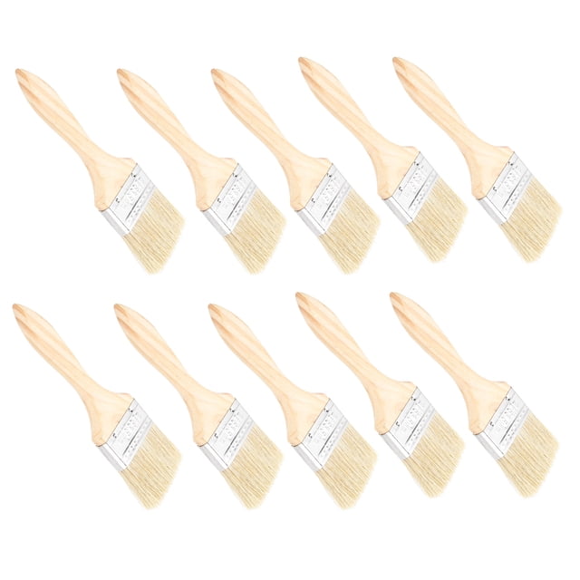 Set of 10 Multi-Purpose 2.5-inch Artificial Wool Paint Brushes with Ergonomic Solid Wood Handles, Iron Sheet Wrapped & Rivet Reinforced Interface for Painting, Glue, Varnish, Wall & Fence