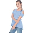thumbnail image 5 of Kavio Girls 7-16 Slub Jersey Scoop Neck Cold Shoulder High-Low Short Sleeves, 5 of 8