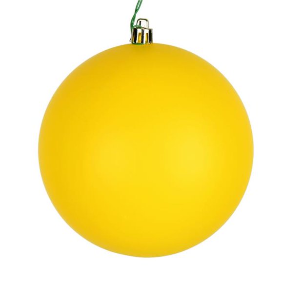Vickerman N592078DMV 8 in. Yellow Matte UV Treated Ball Ornament with Drilled Cap