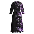 thumbnail image 5 of WFJCJPAF 2025 New Product Autumn Dresses for Women Plus Size,Women's Summer Printed Fashion 3/4 Sleeve Turndown Collar Dress - Purple M, 5 of 5