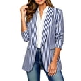 thumbnail image 3 of Women's Striped Blazer Open Front Lightweight Long Sleeve Jacket Business Casual Office Work Wear Top, 3 of 6