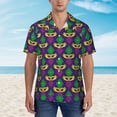 thumbnail image 4 of Easygdp Mardi Gras Carnival3 Men's Hawaiian Shirts Print Lapel Short Sleeve for Beach, vacation, party, casual occasions - 3X-Large, 4 of 9