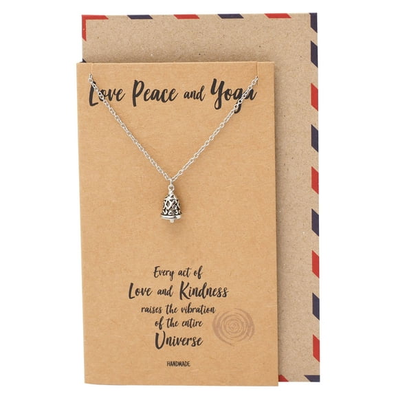 Love, Peace and Yoga Necklace, Yoga Jewelry, Gift for Women with Greeting Card