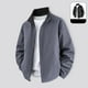 thumbnail image 1 of Blusa y camisa de manga larga con cuello alto para hombre, color liso, manga larga, cuello alto, chaqueta informal de doble cara con bolsillo, chaqueta de poliéster para hombre, 1 of 7