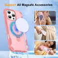 thumbnail image 4 of ELEHOLD For iPhone 16 Pro Max Heavy Duty Shockproof Rugged Case Magnetic Rugged Case, MagSafe Compatible, with Invisible and Adjustable Ring Holder Stand,  Pink, 4 of 7