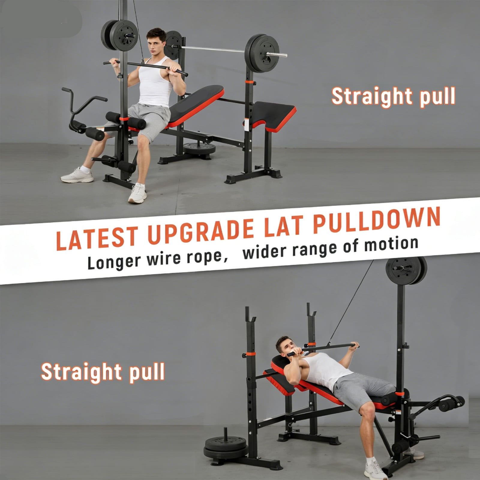 1500LBS 8-in-1 Adjustable Olympic Weight Bench with Squat Rack & Leg Developer, Multi-Function Home Gym Workout Station for Full-Body Strength Training