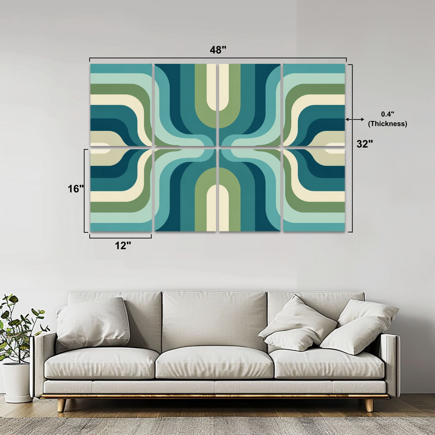 8 Pack Art Acoustic Panels Sound Absorbing Mid Century Decorative Soundproof Wall Panels Self Adhesive for Nursery Game Room Bedroom 48"x32"