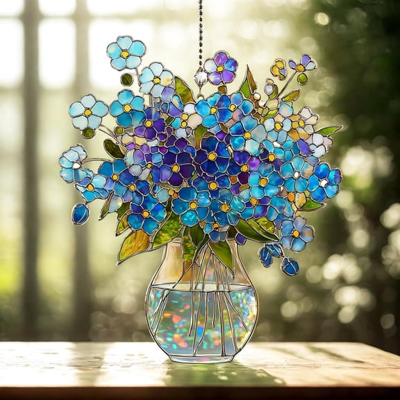 Forget Me Not Art Vase Wall Hanging, Decorative Wall Mounted Vase for Home Decor, Handcrafted Hanging Vase for Living Room and Bedroom