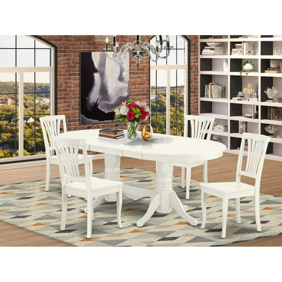 East West Furniture Dining Room Set Linen White, VAAV5-LWH-W