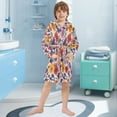 thumbnail image 5 of FORMRS Niños Bathrobe Unisex Hooded Robe Soft Plush Pajamas Sleepwear, Size 4-6T, Colorful Flowers Pattern, 5 of 7
