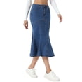 thumbnail image 4 of INSPIRE CHIC Fishtail Denim Skirt for Women's Washed Midi Jean Bodycon Skirt M Mid Blue, 4 of 6