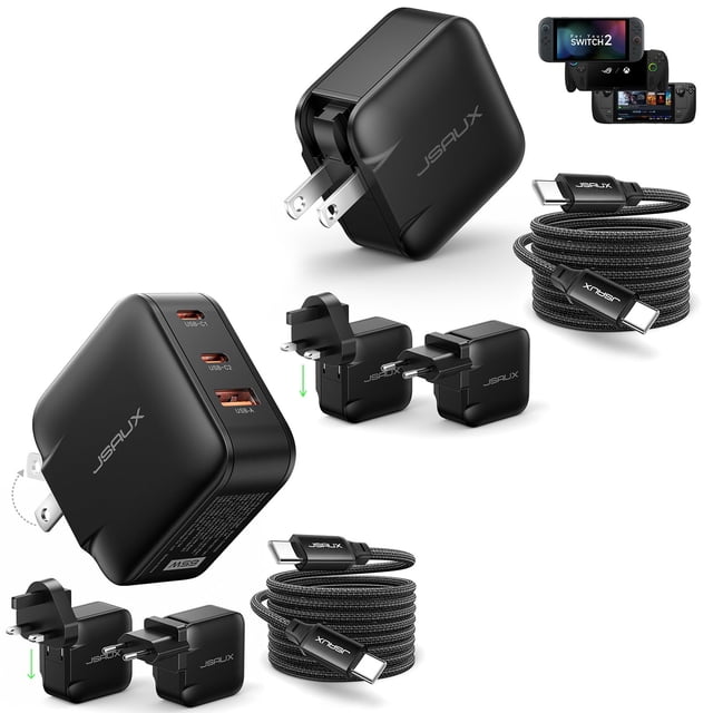 Cargador USB C JSAUX 65W GaN Kit de Carga Rápida para Viaje