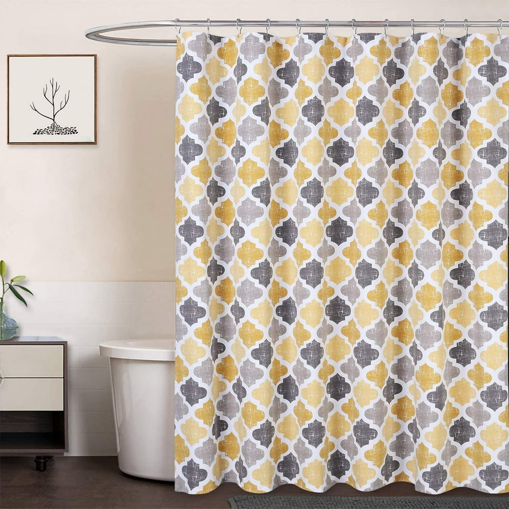 CAROMIO Fabric Shower Curtain, Geometric Quatrefoil Patterned Modern