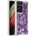 thumbnail image 5 of Samsung Galaxy S21 Ultra 5G 6.8" Case,Creativity Clear Quicksand Glitter Flowing Liquid Floating Soft TPU Case w/Stand Bling Diamond Sparkle Phone Cover for Galaxy S21 Ultra  Purple, 5 of 14