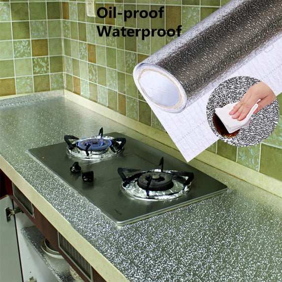 Yesfashion 40X100CM Kitchen Oil-proof Aluminum Foil Sticker Wall Desk Floor Waterproof DIY Home Furniture Decorate Foil Style Wallpaper