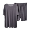 thumbnail image 2 of KDFJPTH Ice Silk Pajamas for Women Lougewear Sets 2 Pieces Short Sleeve Tshirt Bike Shorts 2025 Summer Outfits, 2 of 3