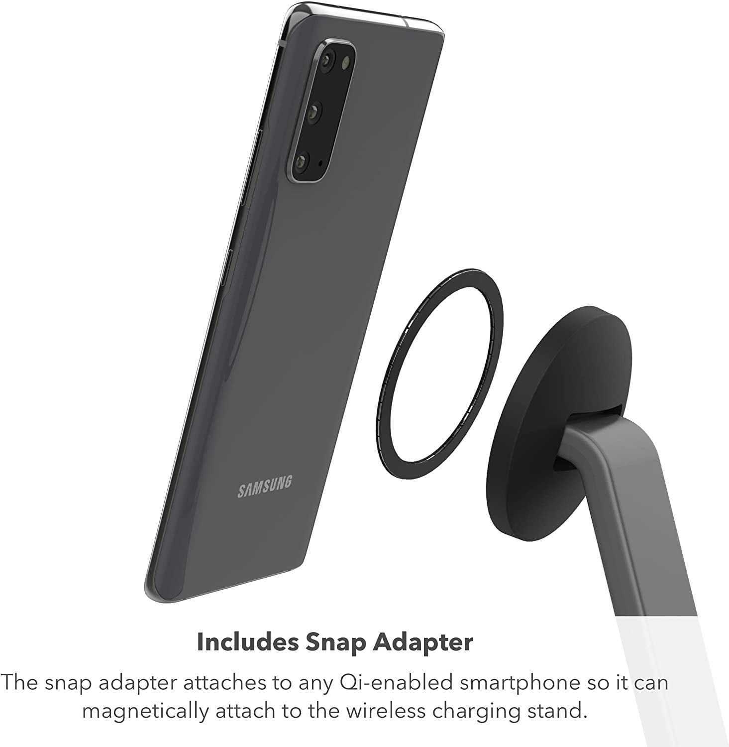 mophie Snap+ 2-in-1Charge Stand & Pad - 15w Wireless Charger Compatible with iPhones & AirPods Includes Snap+ Adapter for other Qi Enabled Phones Steel Base Adjustable Angles