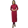 thumbnail image 6 of Bimba Women Full Sleeve Straight Kurta Ethnic Rayon Kurti Plain Long Tunic, 6 of 7