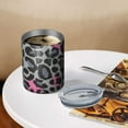 thumbnail image 3 of 12oz Coffee Tumblers Gray and Pink Of Leopard Print Stainless Steel Vacuum Insulated Travel Tumbler Coffee Cups Mug with Lid and Straw with Cleaning Brush for Cold & Hot Drinks, 3 of 5