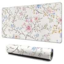 Long Mouse Pads for Desk,Pioneer Flower Floral Print Pattern Desk Mats on Top Of Desks, Desk Mouse Pad Extra Large with 3mm Non-Slip Base and Stitched Edge for Gaming,Office,Work,Home 31.5"x15.7"