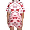 thumbnail image 4 of Kcolen Womens Silk Pajamas Set Valentine’s Day 2 Piece Pj Set Womens Pajamas Shorts Set Button Down Pajamas Women Cute Men and Women Matching Pajamas Women's Loungewear Sets, 4 of 6
