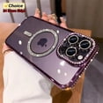 thumbnail image 4 of For Magsafe Fashion Glitter Diamond Transparent Phone Case For iPhone 15 Plus 14 13 12 11 Pro Max Magnetic Wireless Charge Cover, 4 of 5
