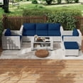 thumbnail image 6 of KIGOTY 7 Piece Outdoor Patio Furniture, Wicker Rattan Outdoor Conversation Set Sectional Sofas for Backyard, Garden, Gray-White Rattan- Navy Blue, 6 of 7