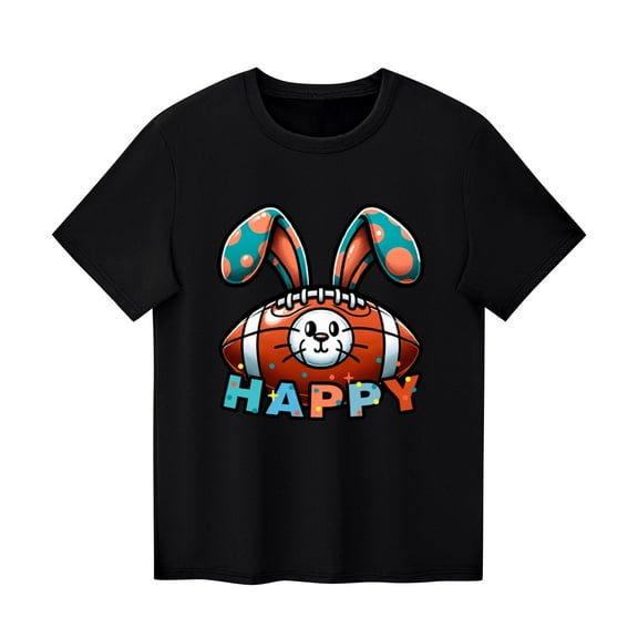 YABCSAZ Easter Tops for Baby Short Sleeve Happy Bunny Rugby Tops Summer Casual Crewneck Tee Shirt Kids Loose Tops Toddler Baby Boys Girls Outfits Size 2 T