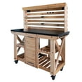 thumbnail image 2 of Backyard Discovery 48" Cedar Wood Buffet Hutch Serving Station, Steel Top, Wine Rack, 2 of 13