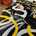 thumbnail image 4 of Manfei Retro Stripes 7-Piece Bedding Comforter Set for Teens Boys Girls,Black Grey Yellow King Bedding Sets,Geometric Lines Ultra Soft Bed Sheets,Lightweight Room Decor,Reversible, 4 of 8
