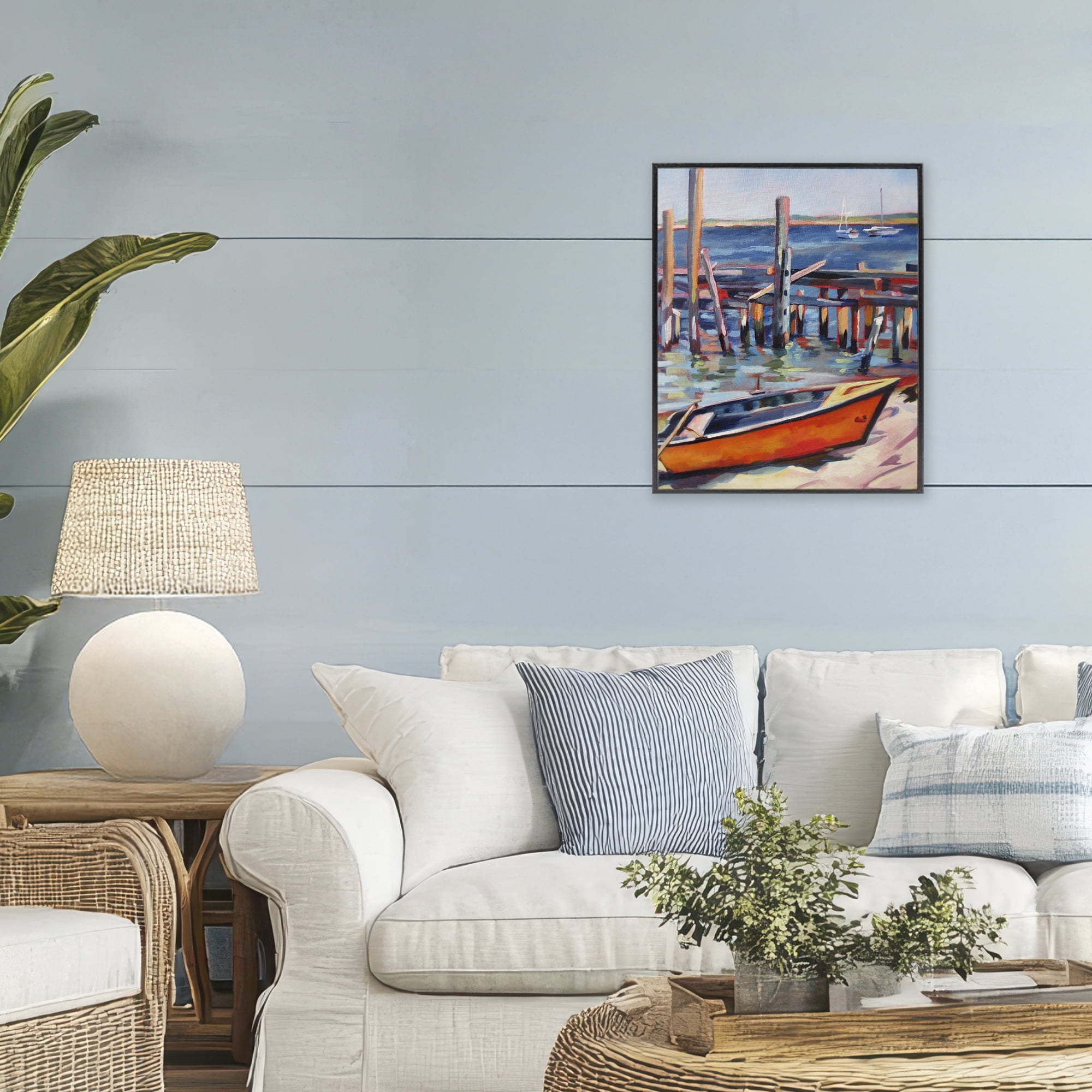Stupell Industries Provincetown Harbor Boat Black Framed Giclee Art, design by Maxine Shore