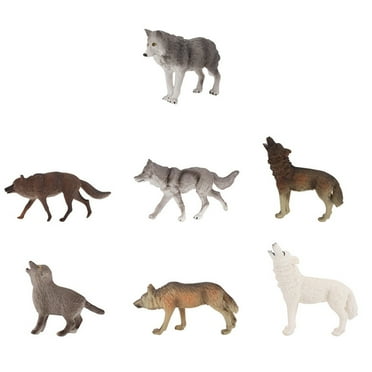 Hemoton 7PCS Kid Wild Animal Wolf Toy Roaring Standing Model Toy