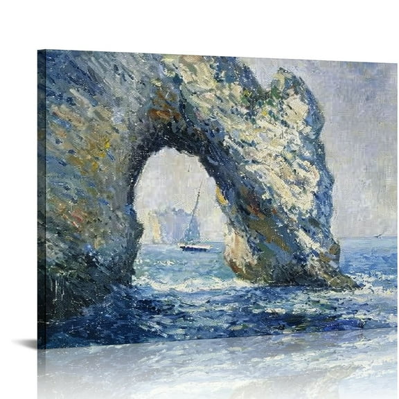 HENGT  The Manneporte Canvas Prints Wall Art of Claude Monet Famous Paintings Reproduction Classic Seascape Sea Beach Pictures Artwork Ready to Hang for Bedroom Bathroom Home Office
