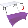 thumbnail image 3 of XmhyTop Table Covers for 6 Foot Tables, Spandex Table Covers 6ft, Deep Purple Table Cloths Rectangle 6ft for Events, Wedding, Banquets & Parties, 3 of 5