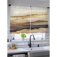 thumbnail image 3 of Sheer Curtains 45 Inches Long, Marble Brown Gold Light Filtering Window Curtains for Living Room, Abstract Watercolor Geometric Rock Rod Pocket Voile Sheer Curtain Drapes, 52"W x 45"L, 2 Panels, 3 of 8