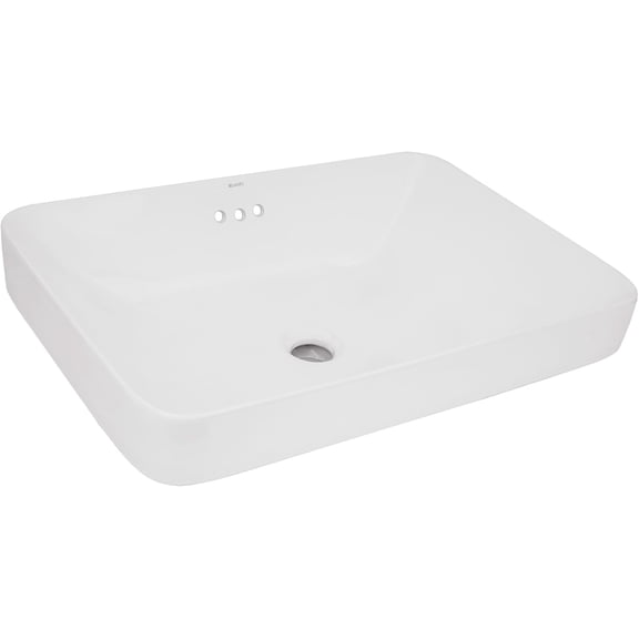 Ruvati 24 inch Bathroom Vessel Sink White Semi Recessed Rectangular Porcelain Ceramic - Utility Sink, Wall Mount Bathroom Sink for Modern Bathrooms - RVB0824WH