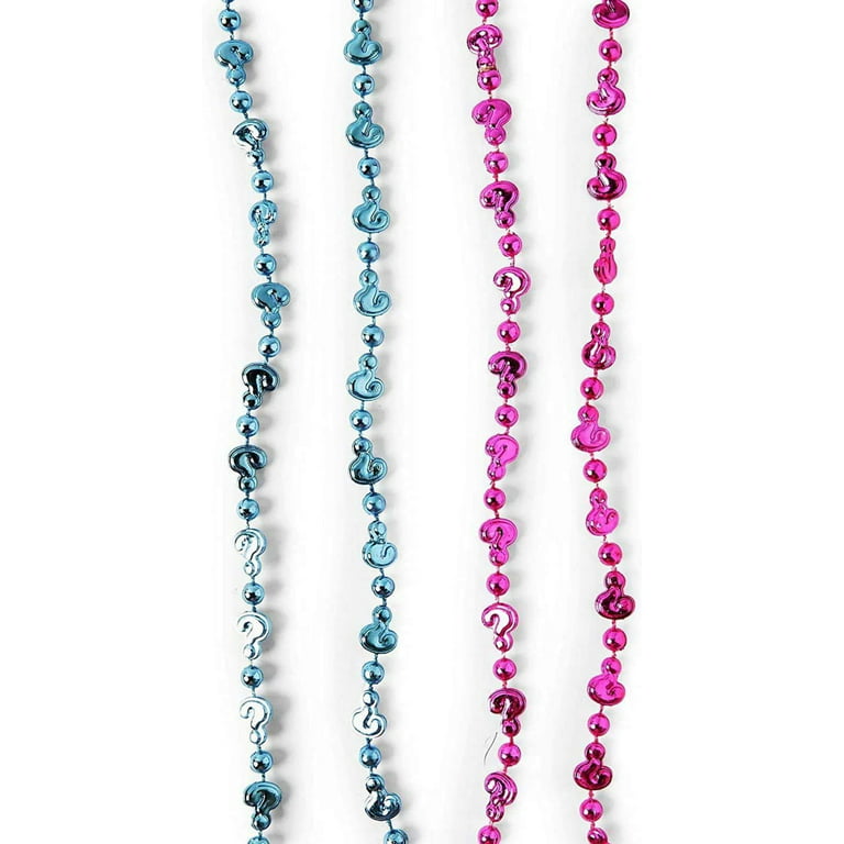 Gender Reveal Party Favors, Pink and Blue Bead Necklaces (12 Each, 24 Pack)